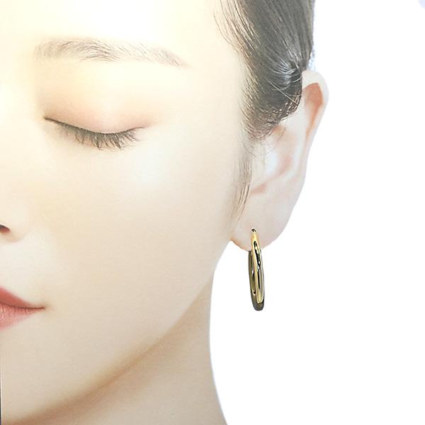 輪っか リングピアス 太め 18金 フープピアス 3mm×30mm 遮断式 両耳用 定番 シンプル 大きめ 輪っか ピヤス ぴあす 幅3mm 直径30mm 爆買の画像