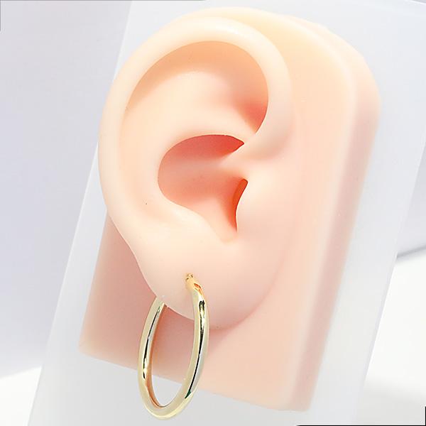 輪っか リングピアス 太め 18金 フープピアス 3mm×30mm 遮断式 両耳用 定番 シンプル 大きめ 輪っか ピヤス ぴあす 幅3mm 直径30mm 爆買の画像