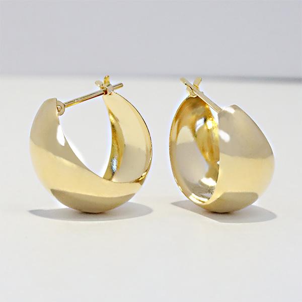 月甲 18金 月甲ピアス10mm×13mm K18 ピアス 18k ゴールド 月型甲丸 月甲型 甲丸 フープピアス シンプル  ジュエリー アクセサリー 爆買の画像