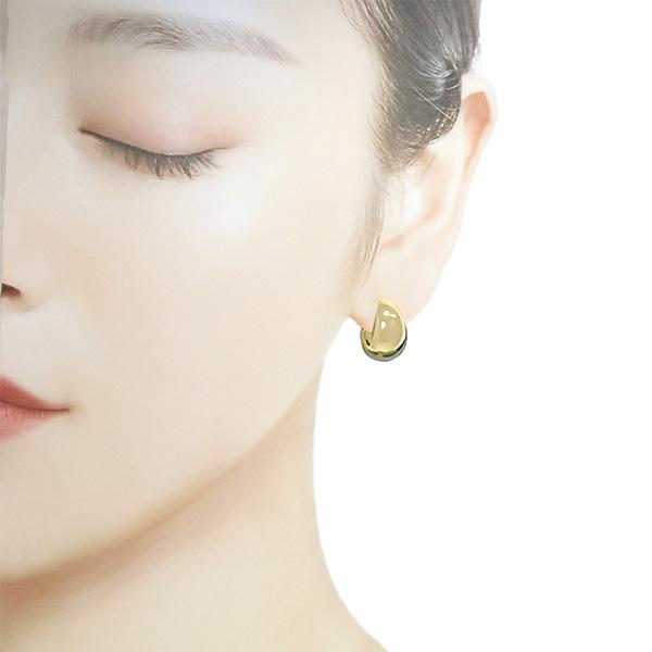 18金 月甲ピアス10mm×15mm K18 ピアス 18k ゴールド 月型甲丸 月甲 月甲型 甲丸 フープピアス シンプル  ジュエリー アクセサリー 爆買の画像