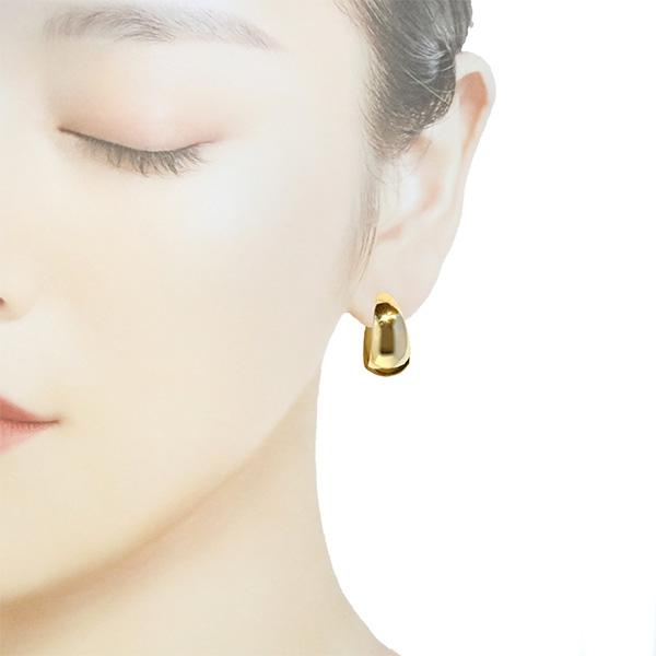 18金 月甲ピアス10mm×20mm K18 ピアス 18k ゴールド 月型甲丸 月甲