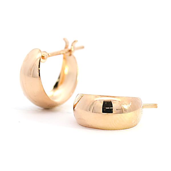 月型ピアス ぷっくり フープピアス 18金 ゴールド 5mm×10mm 両耳 月甲