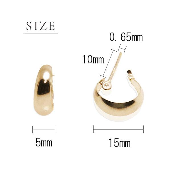 ピアス 月甲 地金 ピアス 18k ゴールド 5mm×15mm 18金 レディース 月形ピアス フープ パイプ 月型 ピアス 両耳 ピヤス ぴあす 爆買の画像