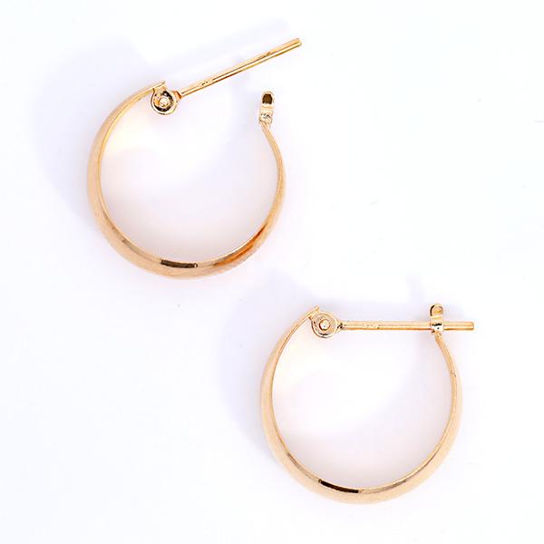ピアス 月甲 地金 ピアス 18k ゴールド 5mm×15mm 18金 レディース 月形ピアス フープ パイプ 月型 ピアス 両耳 ピヤス ぴあす 爆買の画像
