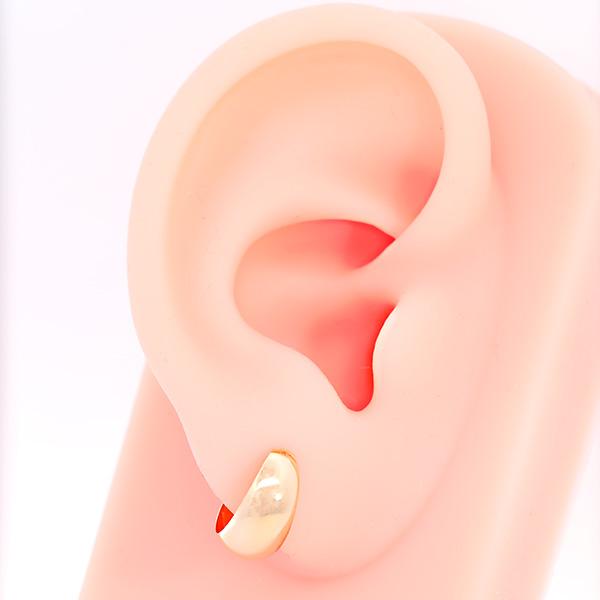 ピアス 地金ピアス 18kゴールド 7mm×13mm 月甲ピアス 両耳 ムーン 月形 月 フープピアス 月型 レディース ピヤス ぴあす 18金 爆買の画像