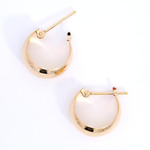 ピアス 地金ピアス 18kゴールド 7mm×13mm 月甲ピアス 両耳 ムーン 月形 月 フープピアス 月型 レディース ピヤス ぴあす 18金 爆買の画像