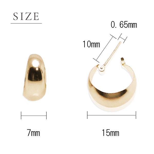 ムーンピアス 18金 月形ピアス 月 月甲 18k ゴールド 7mm×15mm 地金ピアス 両耳 レディース 月型 イエローゴールド ピヤス ぴあす フープ 爆買の画像