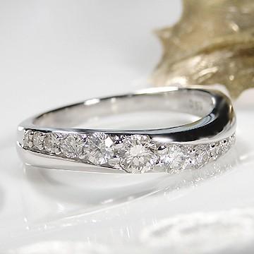 ウェーブリング ダイヤモンド プラチナ スイートテン pt900 0.5ctUP