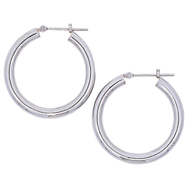 フープピアス プラチナ 3mm幅 直径25mm PT900 リングピアス パイプ 遮断式 両耳用 定番 シンプル 大きめ 輪っか ピヤス ぴあす 爆買の画像