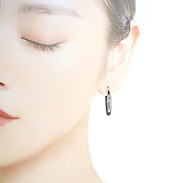 フープピアス プラチナ 3mm幅 直径25mm PT900 リングピアス パイプ 遮断式 両耳用 定番 シンプル 大きめ 輪っか ピヤス ぴあす 爆買の画像