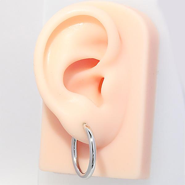 フープピアス プラチナ 3mm幅 直径25mm PT900 リングピアス パイプ 遮断式 両耳用 定番 シンプル 大きめ 輪っか ピヤス ぴあす 爆買の画像