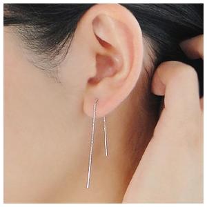 ピアス 18金ホワイトゴールド ロング アメリカンピアス k18WG シンプル 