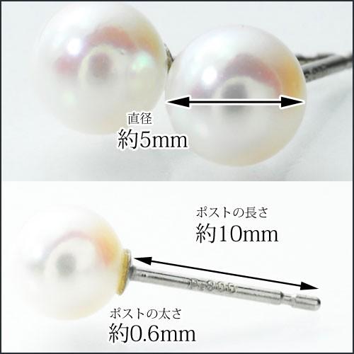 プラチナピアス パール5mm Pt900 ピアス 両耳 6月誕生石 アコヤ真珠 