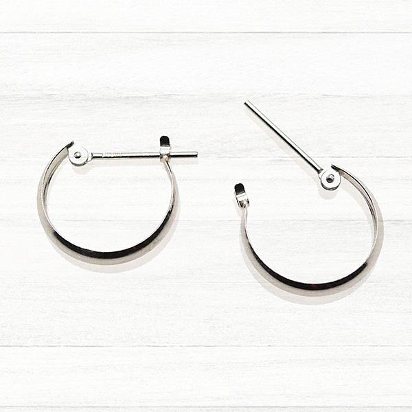ぷっくり 月甲ピアス PT900 3mm×15mm 小さめ プラチナ 地金ピアス 両耳 ムーン 三日月 ピアス 月 リング フープピアス ピヤス ぴあす 爆買の画像