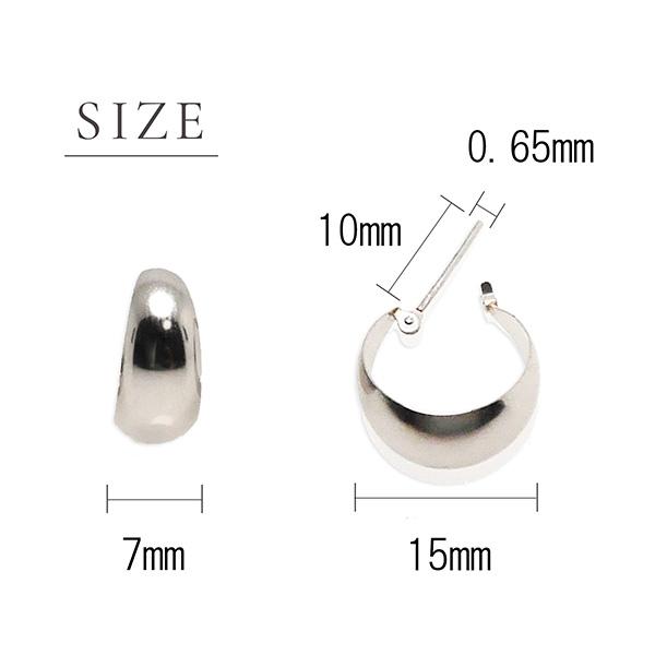 プラチナピアス PT900 ピアス 太め 7mm×15mm 月甲 甲丸 地金ピアス 両耳 1ペア シンプル ピヤス ぴあす レディース メンズ フープピアス 爆買の画像