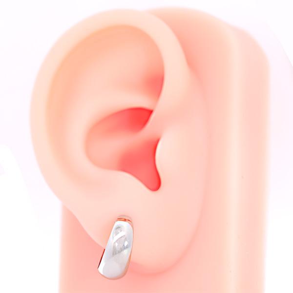 プラチナピアス PT900 ピアス 太め 7mm×15mm 月甲 甲丸 地金ピアス 両耳 1ペア シンプル ピヤス ぴあす レディース メンズ フープピアス 爆買の画像