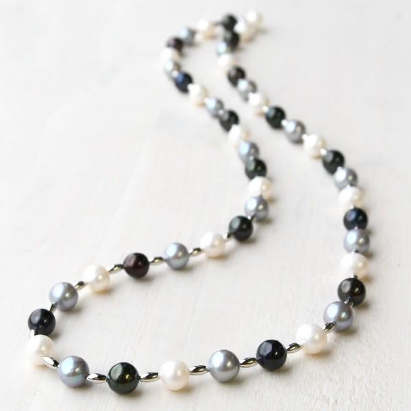 クールカラーラリエット 8mm 淡水真珠 ロングネックレス