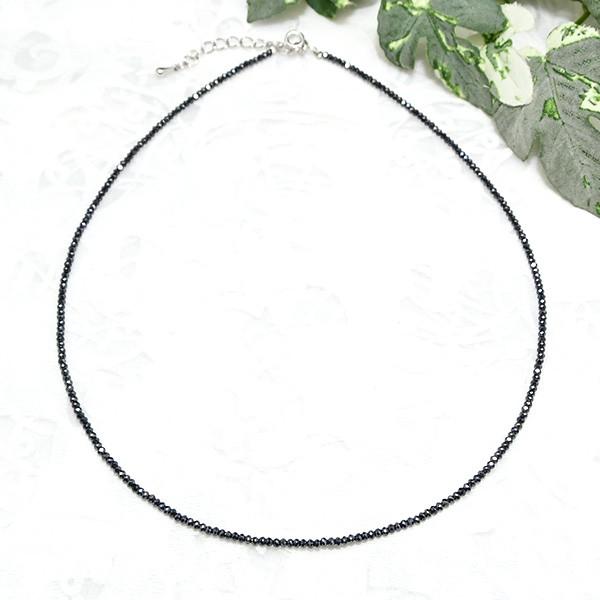 ブラックスピネル ネックレス 2mm ブラックダイヤに迫る輝き