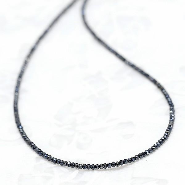 ブラックスピネル ネックレス 2mm ブラックダイヤに迫る輝き