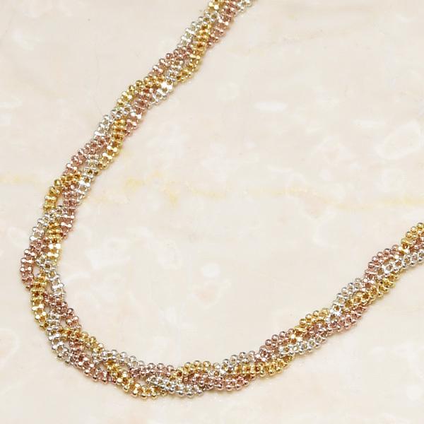 シルバー 編み込み ネックレス*3 シルバー925 フォックステールチェーン ネックレス 幅3mm 60cm