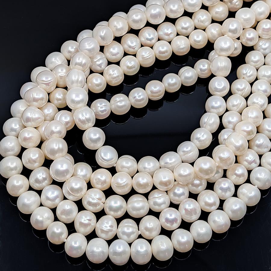 9-11mm 淡水真珠 90cm ロングネックレス Y字 2連 自由自在 パックマン