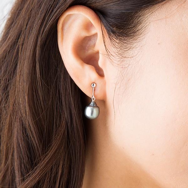 8mm ドロップ 黒蝶真珠 ピアス イヤリング ちょっと訳ありアウトレット 