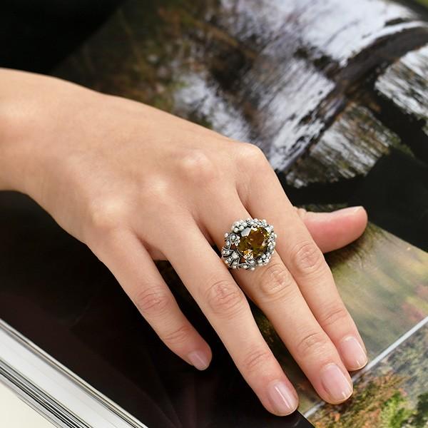 碌山 大粒 コニャッククォーツ シードパール リング　シックカラーに浮かぶ鮮やかなきらめき RP 204R0313-CAGの画像