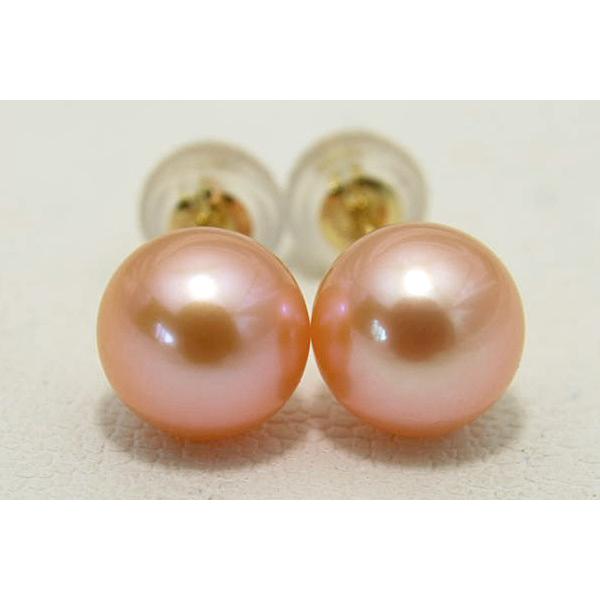 7mm 淡水真珠 K18YG ピアス/イヤリング てりてり！鮮やかカラーの 