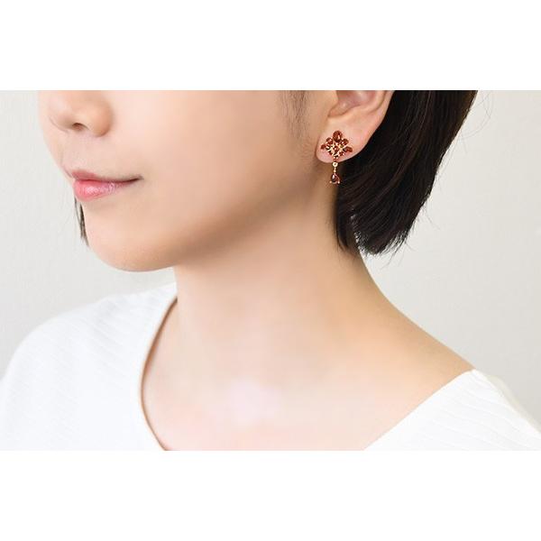 碌山 ガーネット ピアス イヤリング　深く艶めくワインレッド 揺れる雫がロマンチックにきらめく RP 201E0245-1-BH 201E0245-BHの画像