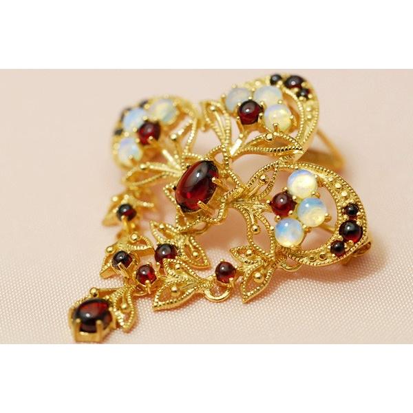 碌山 ガーネット＆オパールブローチペンダント ゴージャスなボリューム