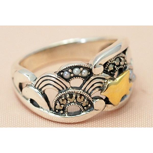 碌山 青海波千鳥 シルバーリング シックでちょっと可愛い粋な和