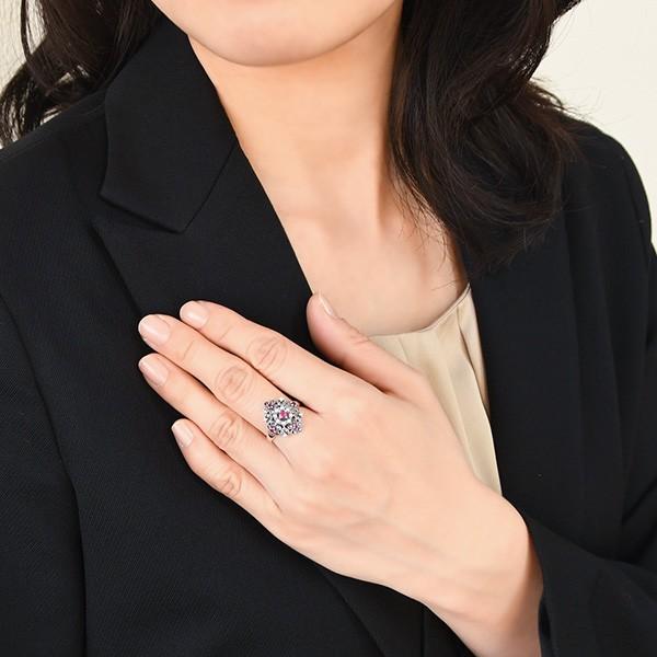 碌山 ブローチ/リングセット シルバー /ルビー シードパール/天然石 15