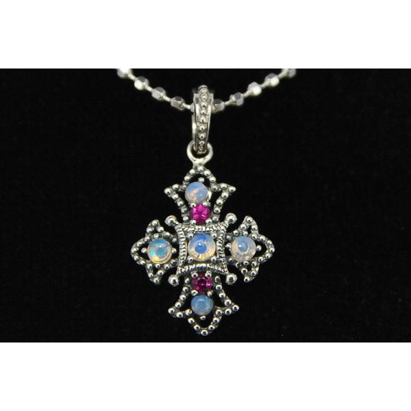 碌山 オパール&ルビーペンダントトップ ヨーロッパアンティーク調の
