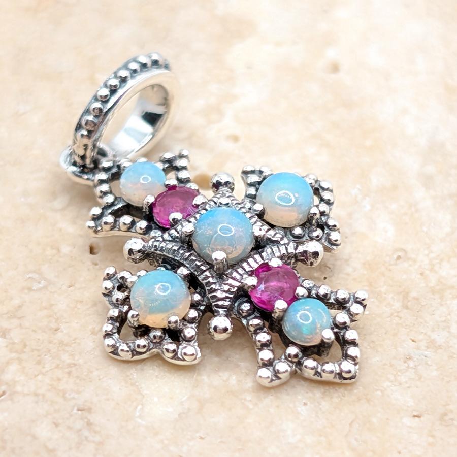 アンティークルーバー 碌山 オパール&ルビーペンダントトップ ヨーロッパアンティーク