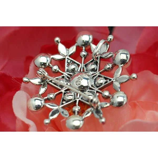 碌山 淡水真珠 雪 ブローチペンダント きらりと光るシックな雪の結晶