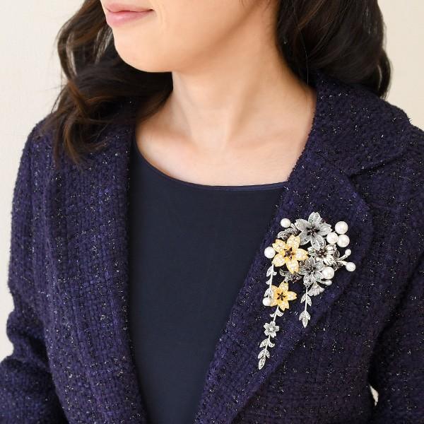 碌山 淡水真珠＆天然石 桜ブローチペンダント 和のアンティークデザイン RP 704C0022-GPの画像