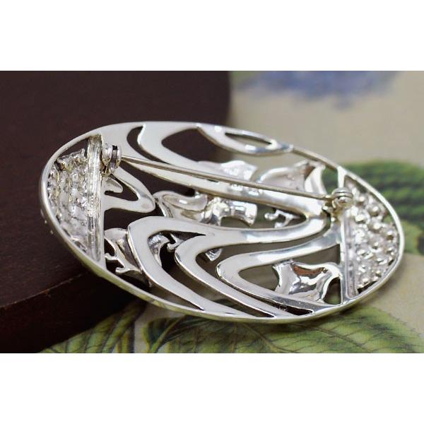 碌山 シードパール 千鳥 ブローチ 燻し銀のシックな輝き 和の