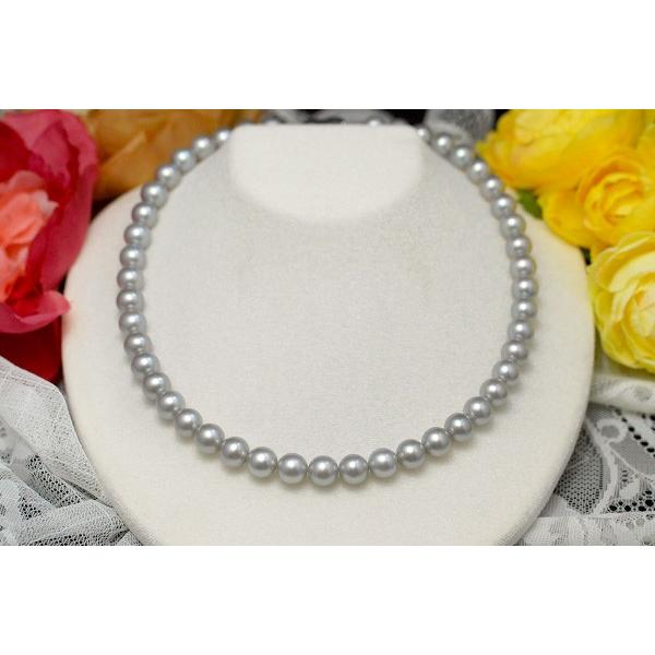 上級8mmグレー淡水真珠ネックレス ピアス/イヤリング セット 贅沢な