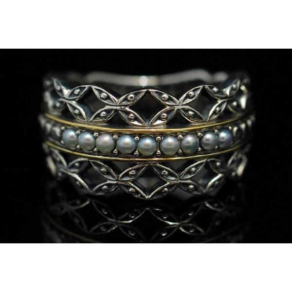 碌山 シードパールリング 和デザイン 七宝文様 RP 704R0023-1