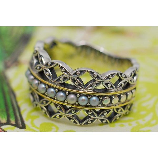 碌山 シードパールリング 和デザイン 七宝文様 RP 704R0023-1