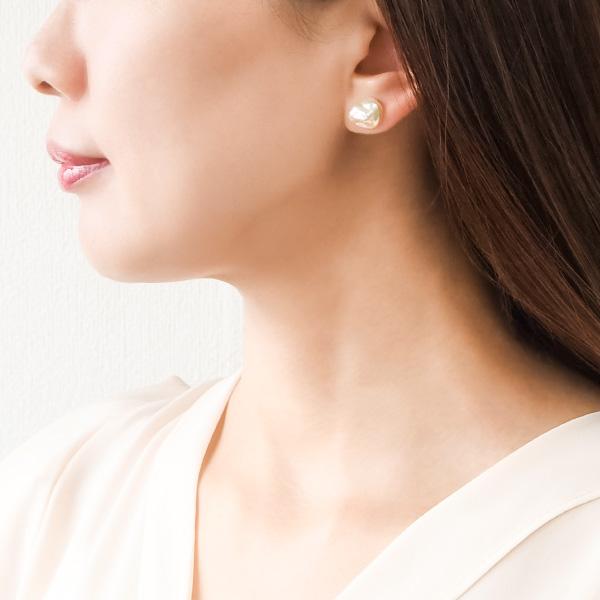 サイズアップ版】 メタリックバロック淡水真珠ピアス イヤリング