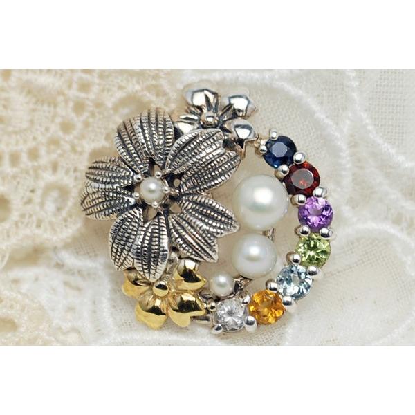 碌山 天然石 桜 ペンダントトップ キラキラのカラーストーン7色と