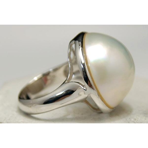 20mmホワイトマベ真珠リング ボリューム満点 主役級の特大パール