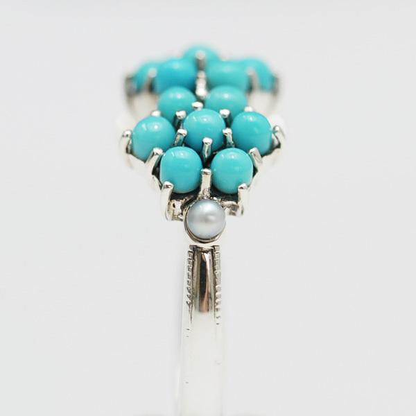 アンティーク　ターコイズ＆パールリング 碌山 ターコイズ シードパール リング 爽やかなブルーがピリッと効く