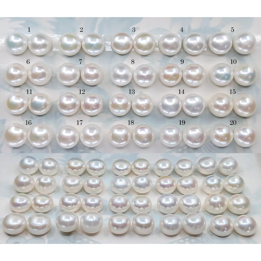 特大13mm ホワイト ボタン 淡水真珠 ピアス イヤリング シャボン玉
