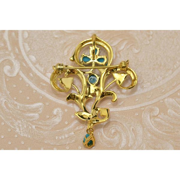 碌山 ターコイズ オパール ブローチペンダント 繊細で美しい植物