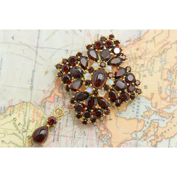 碌山 ガーネット オパール ブローチペンダント シックで上品な ワイン