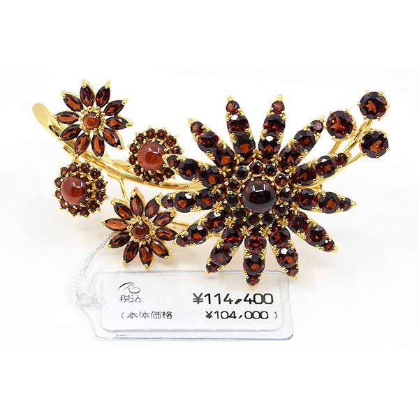 碌山 ガーネット ブローチ きらめくワインレッドのラグジュアリーな