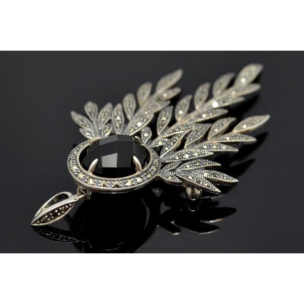 碌山 オニキス マルカジット ブローチペンダント 優美でエレガントな