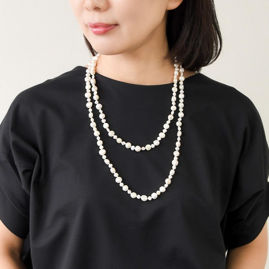 バロック 淡水真珠 120cm ロングネックレス 愛嬌のある形でキュートに